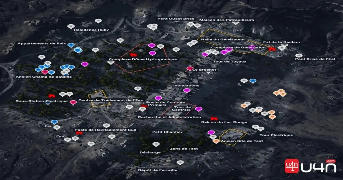 Carte des emplacements des caches de raiders sur Dam Battlegrounds