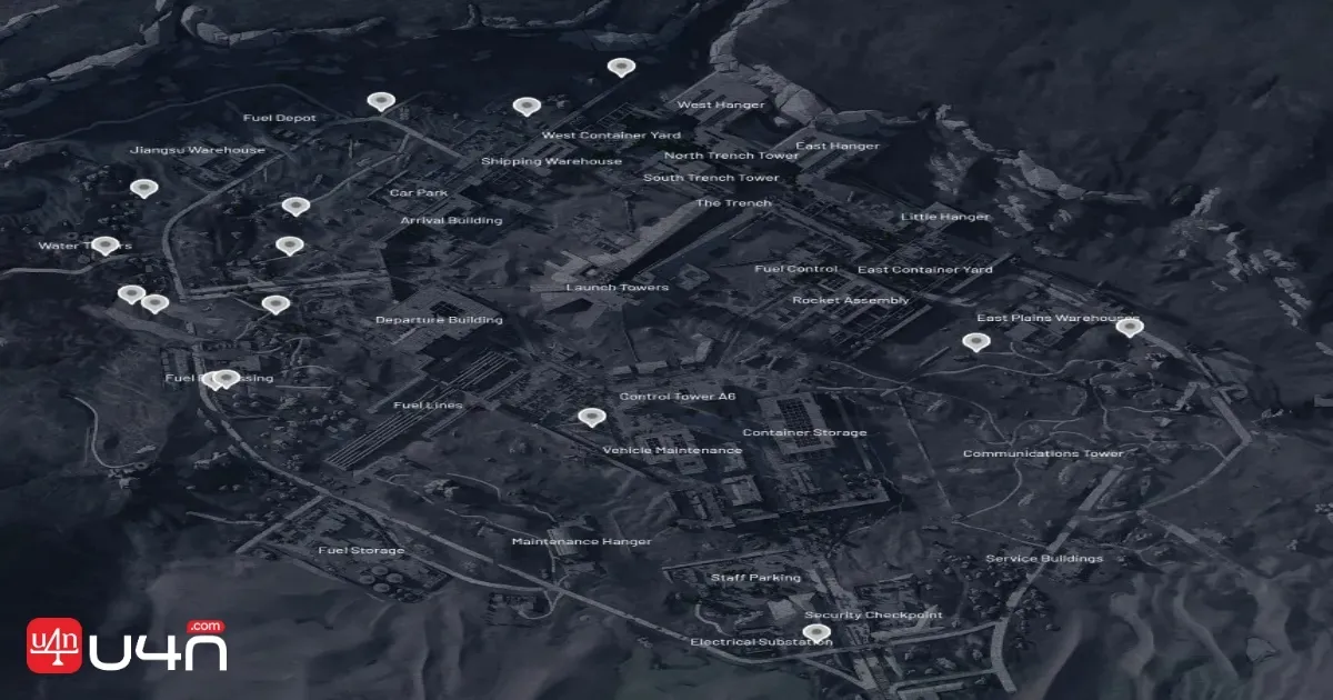 Carte des emplacements des caches de raiders sur Acerra Spaceport