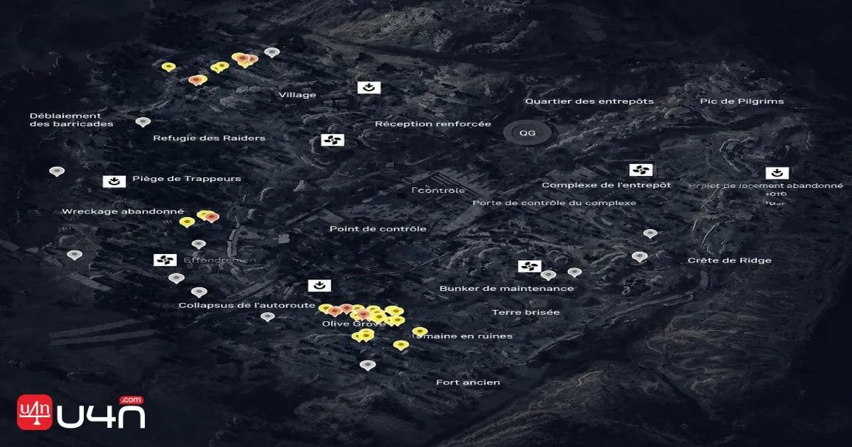 Carte des emplacements des caches de raiders sur Blue Gate