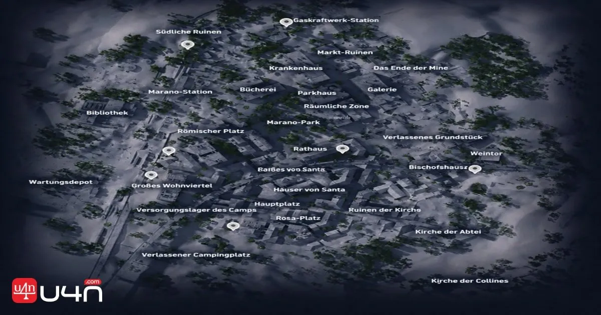 Karte der Raider-Cache-Standorte auf Buried City