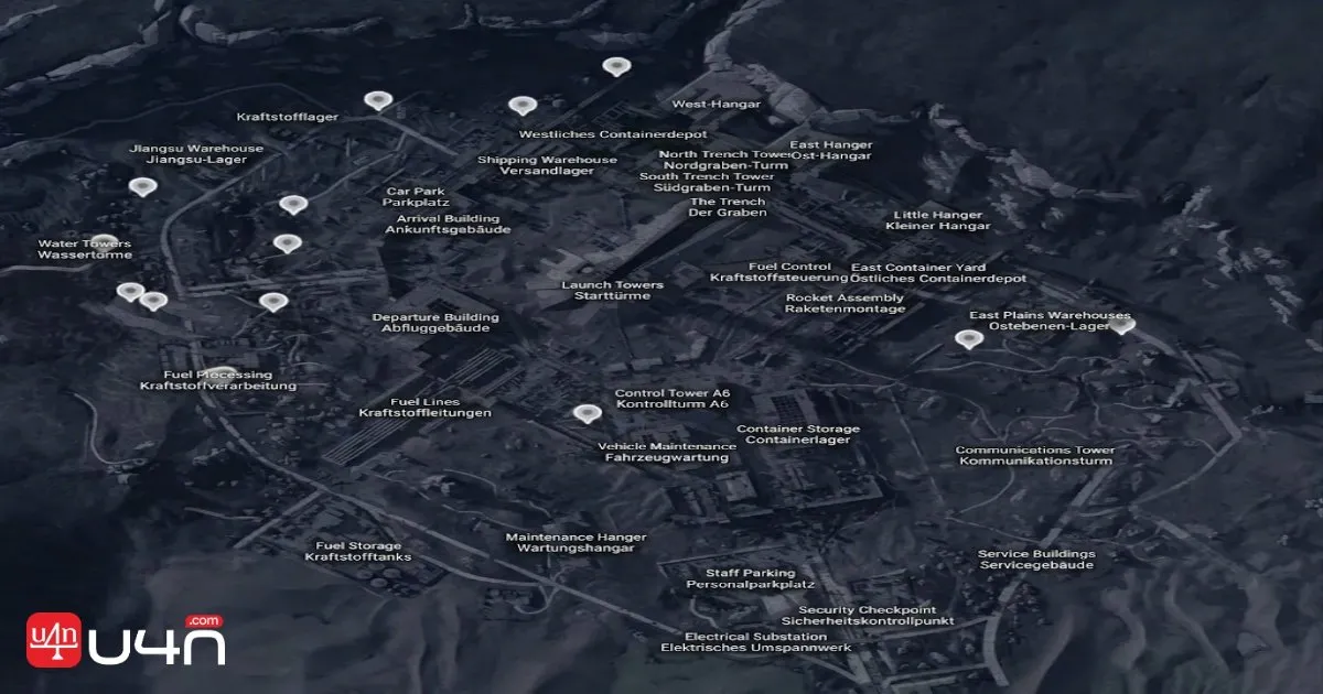 Karte der Raider-Cache-Standorte auf Acerra Spaceport