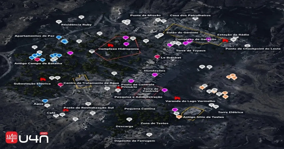 Mapa das localizações dos Raider Caches em Dam Battlegrounds