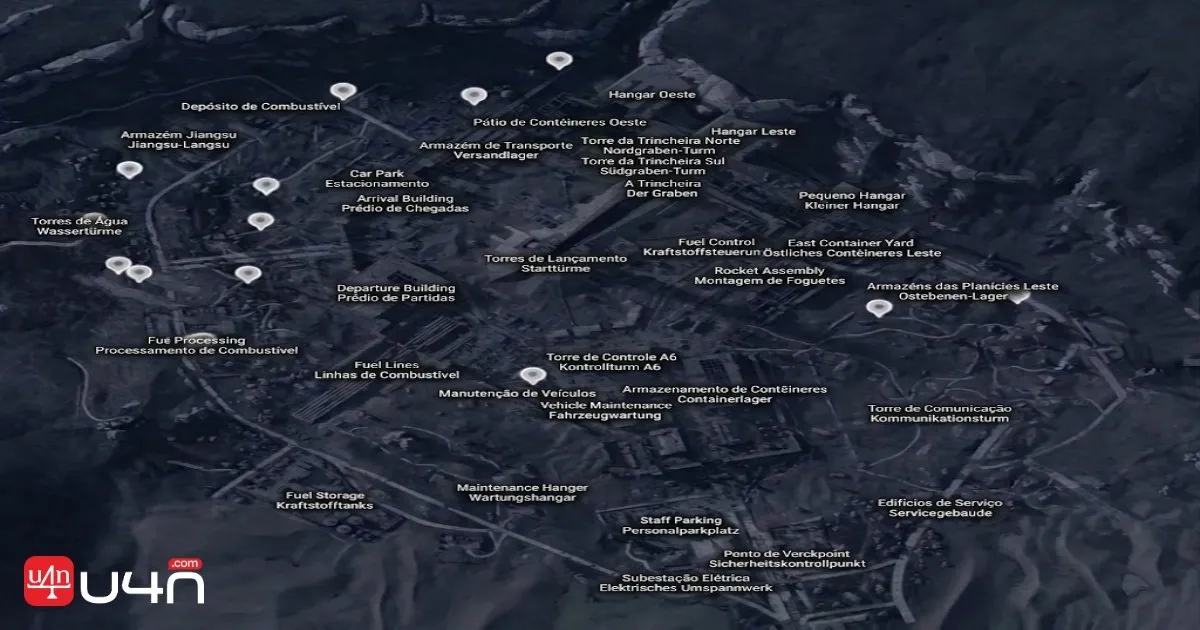 Mapa das localizações dos Raider Caches em Acerra Spaceport