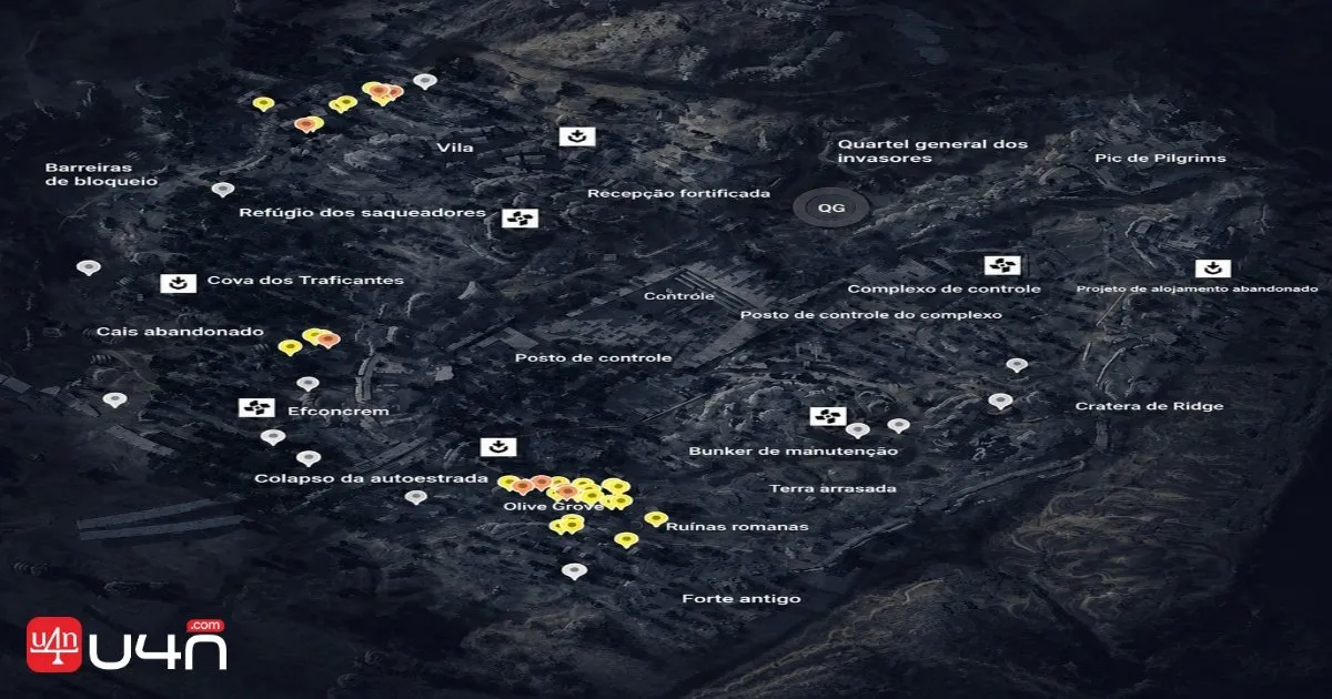 Mapa das localizações dos Raider Caches em Blue Gate