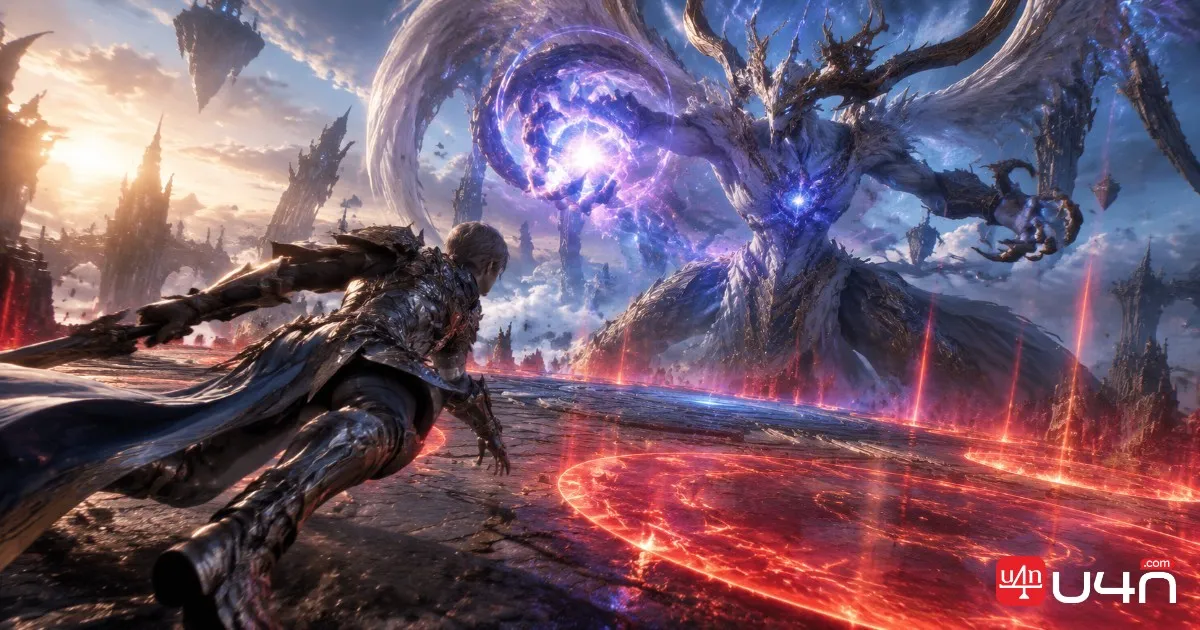 Aion 2 character facing a large dungeon boss amid clearly visible combat effects
