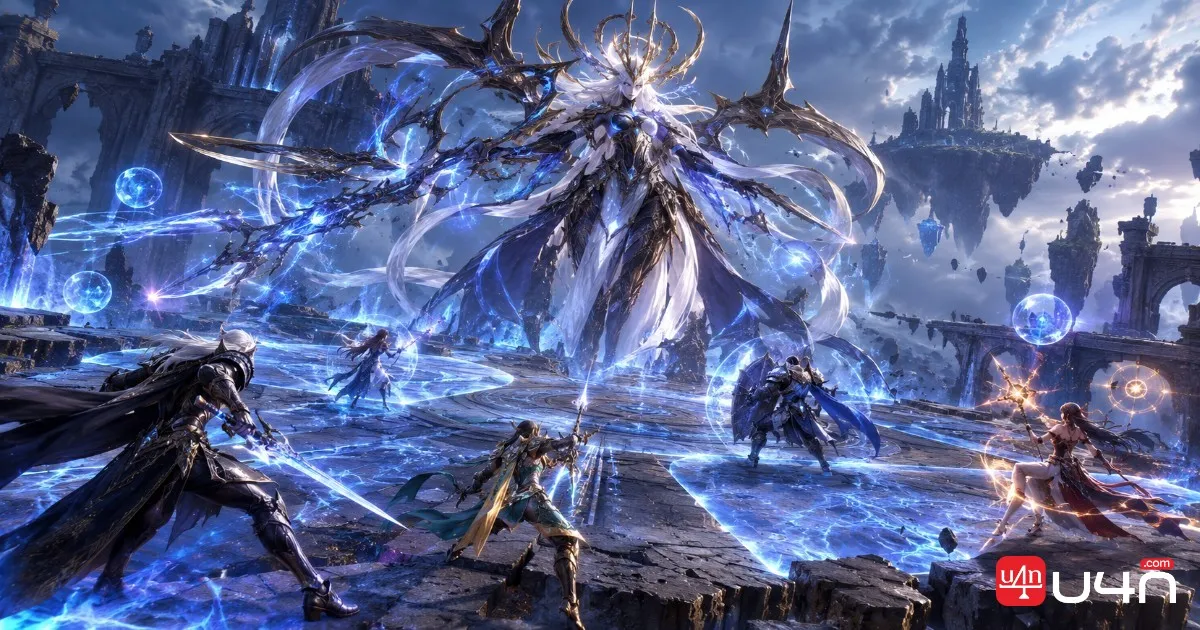 Aion 2 final boss Atiel encounter with players coordinating attacks in a dangerous arena