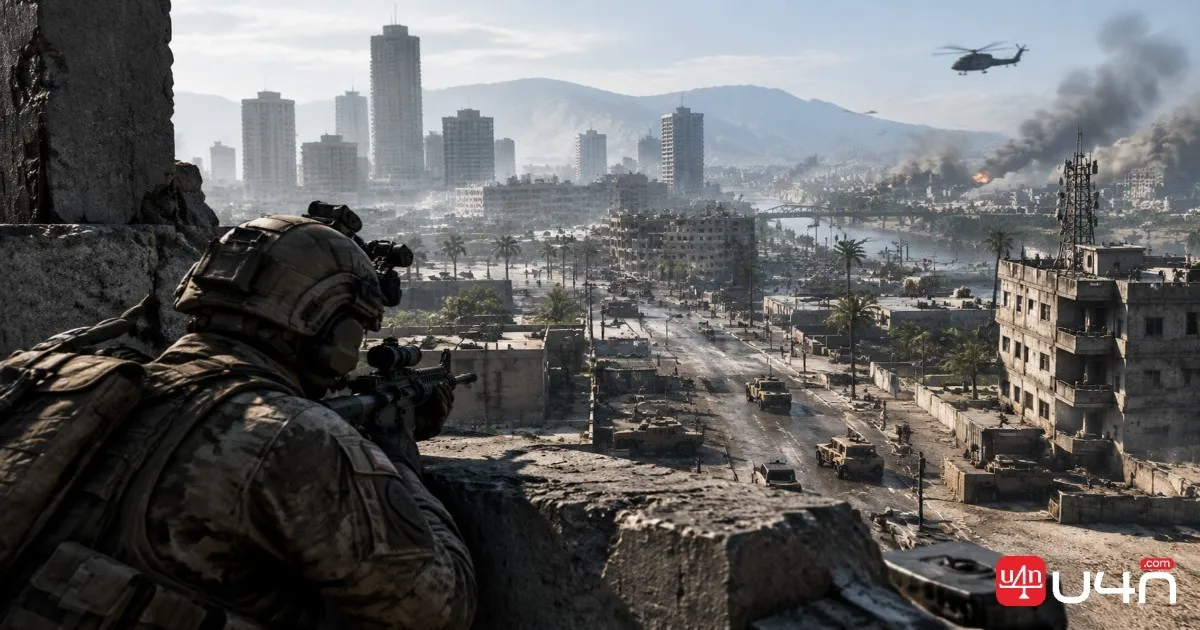 MW4 Ground War battlefield with open sightlines and distant enemy routes