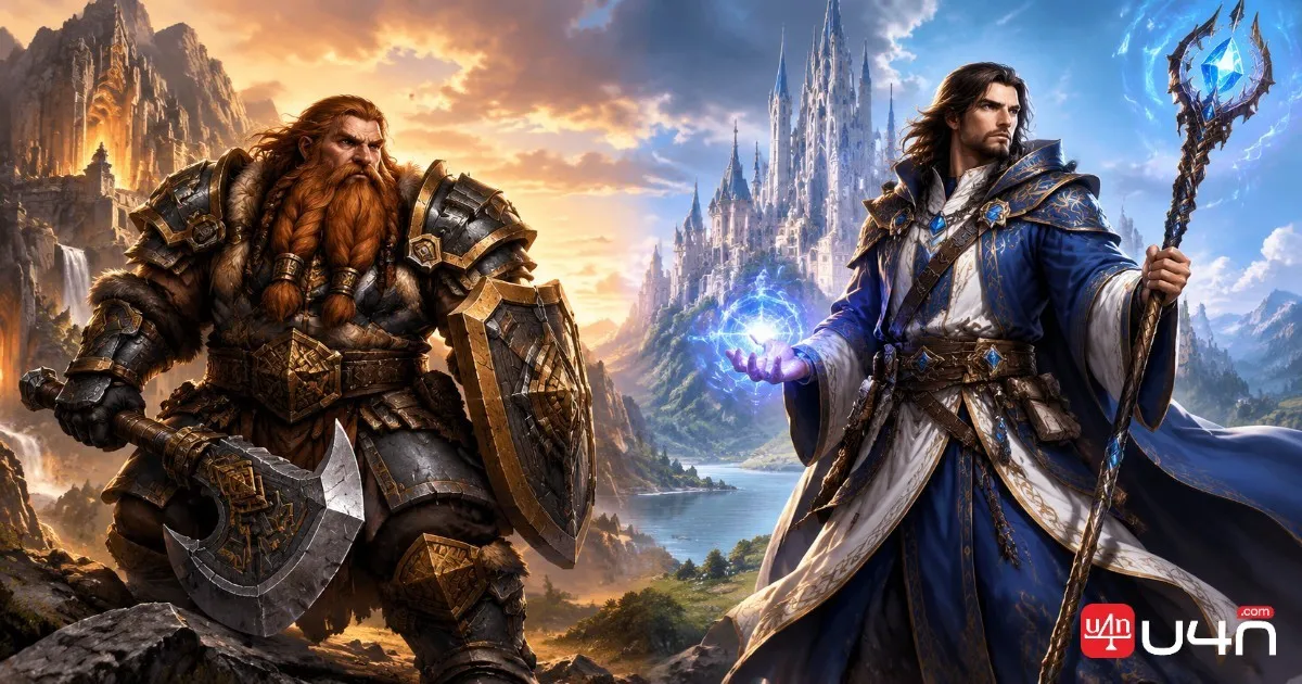 Dwarf warrior and Human spellcaster representing different racial and class priorities