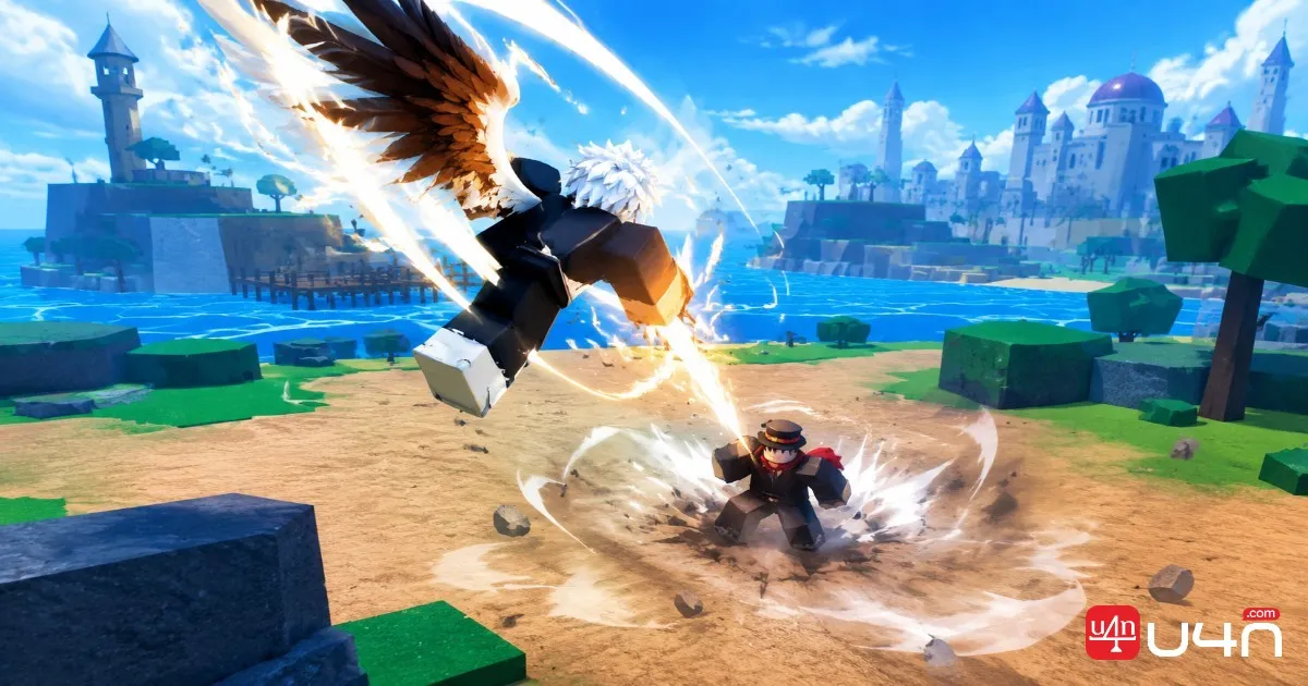 A Blox Fruits Eagle Fruit user fighting an opponent from the air