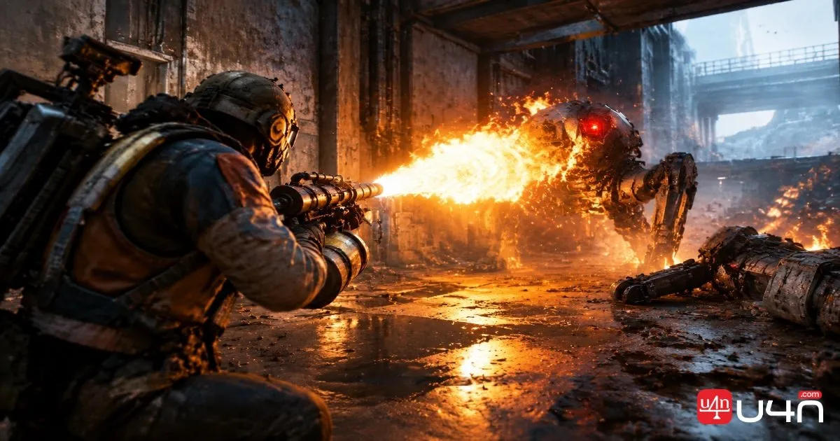 ARC Raiders Flame Spray combat scene
