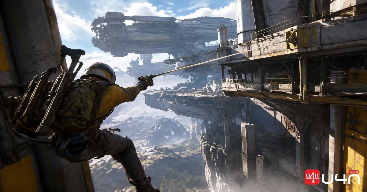 ARC Raiders Grappling Hook movement near the Frigate