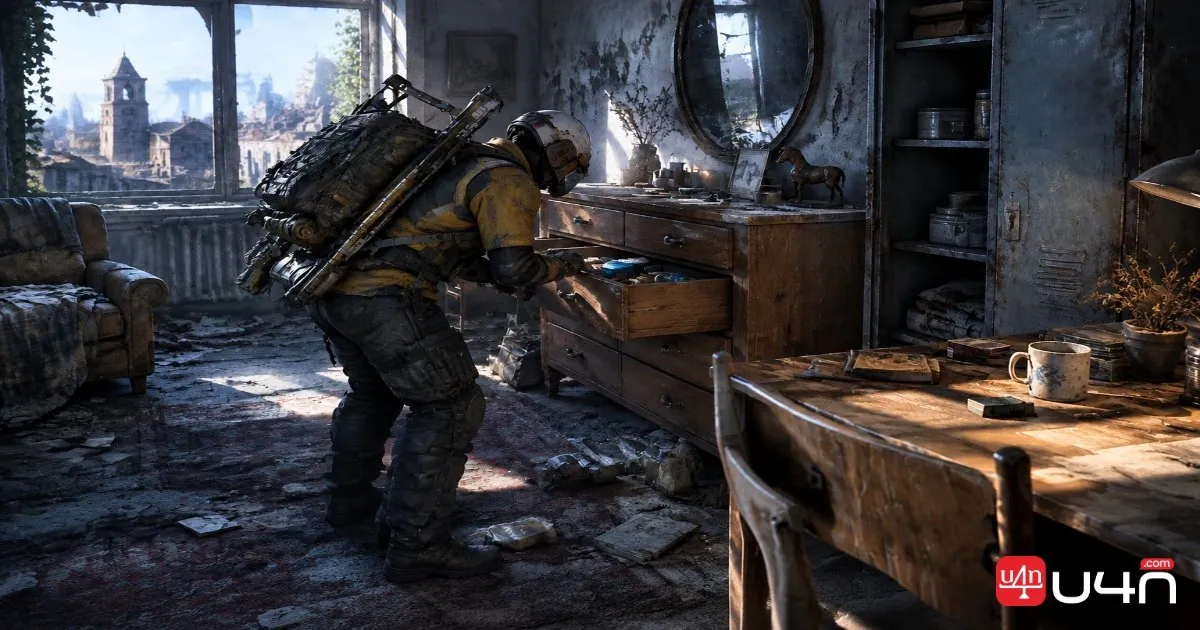 ARC Raiders raider searching residential containers in Old Town on Pendola Pass