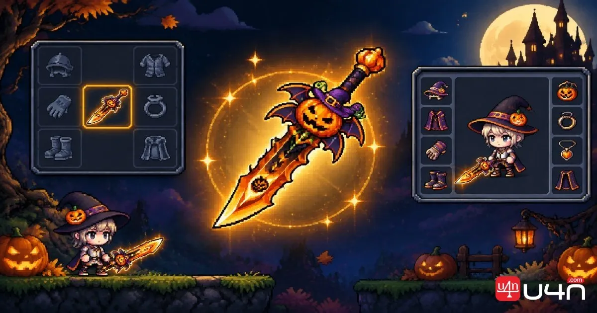 Pumpkin Basket one-handed sword reward from the MapleStory Classic World Halloween event