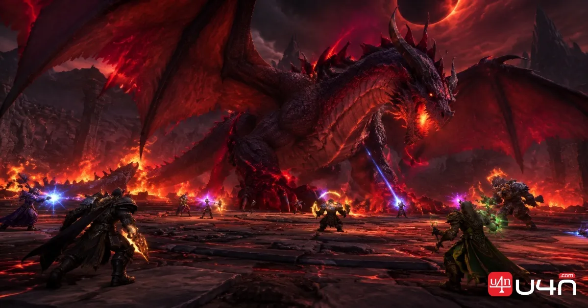 Halion the Twilight Destroyer facing a raid group inside Ruby Sanctum
