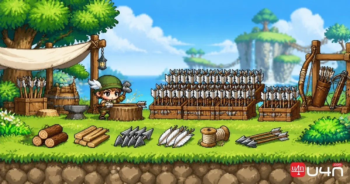 MapleStory Classic World Woodcrafting arrows and crafting materials