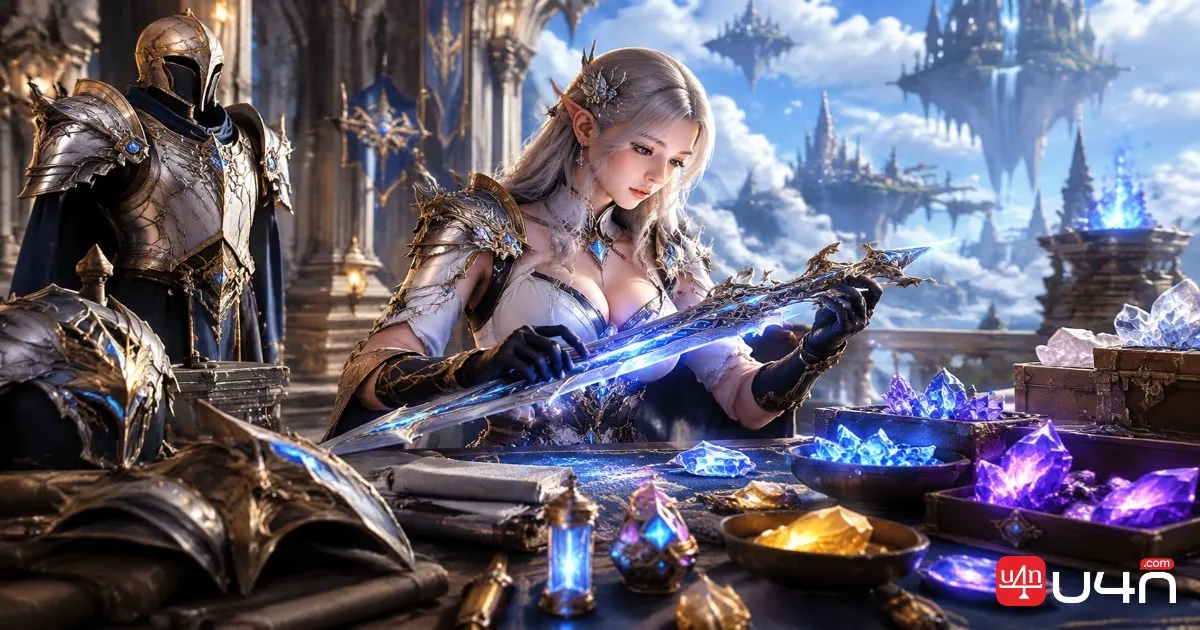 Aion 2 character equipment and enhancement materials in a fantasy MMORPG setting