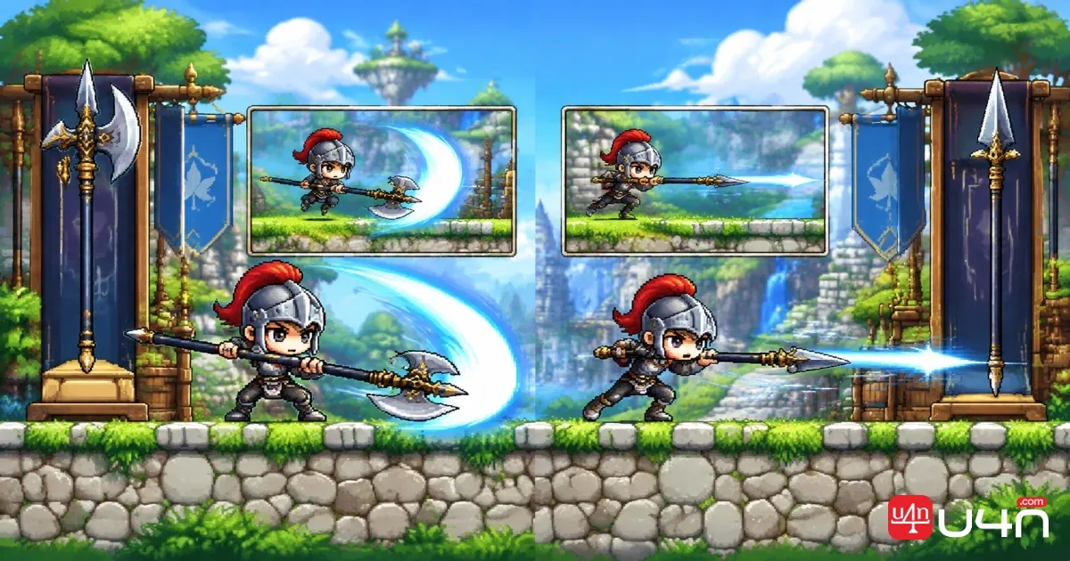 MapleStory Classic World Spearman comparing polearm and spear weapons