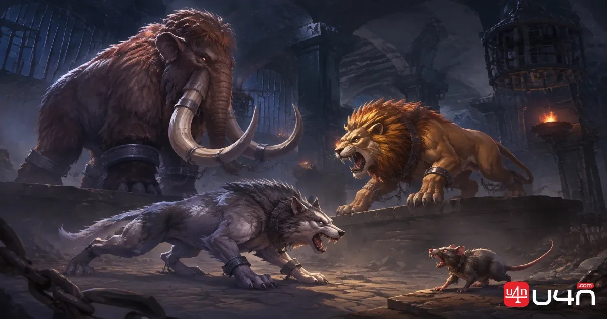 Mammoth Lion Wolf and Rat prisoner types in Tartarus