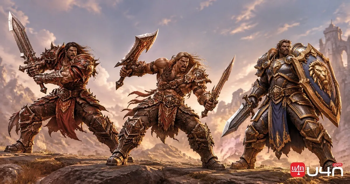 Arms, Fury, and Protection represent, respectively, two-handed weapon DPS, dual-wield melee DPS, and shield-based tanking playstyles.