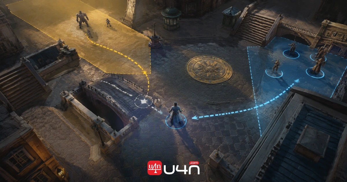 Solomon positioning illustration with a planned approach and an alternative route