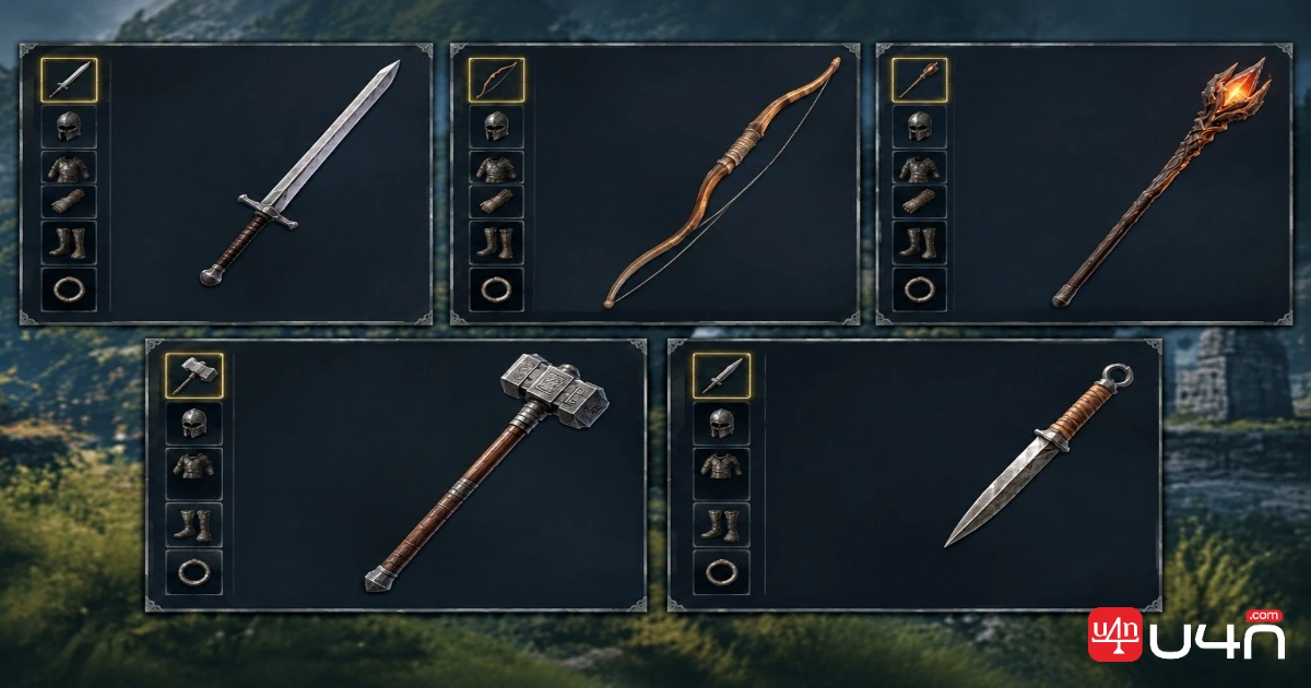 Vergleichskarten für Coalescent Wand, Shroud Weaver, Wailing Blade, Draconian Bow und Dreadbane