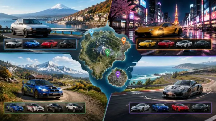 Forza Horizon 6 Aftermarket Locations by Region