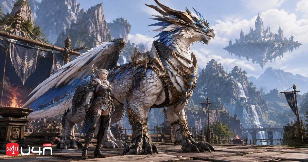A fantasy Fellow standing beside its character in an Icarus Online-inspired environment