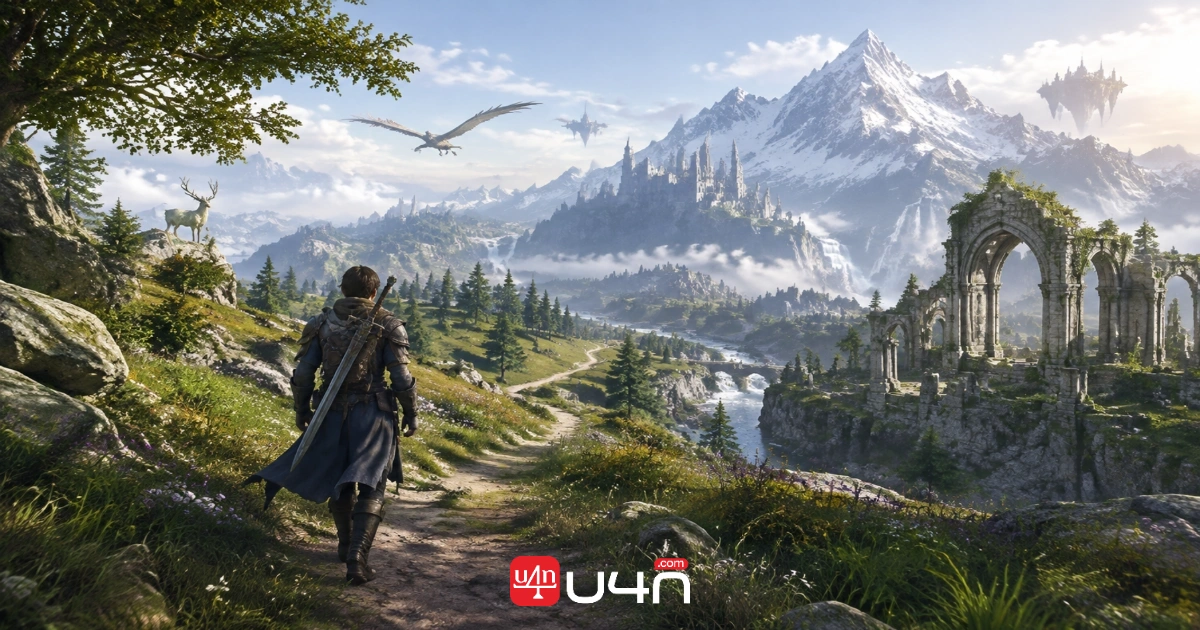 Icarus Online adventurer exploring a fantasy landscape while completing quests and gathering resources