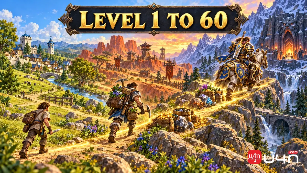 WoW Forever Level 1 to 60 gold farming progression from a novice adventurer to a mounted endgame hero