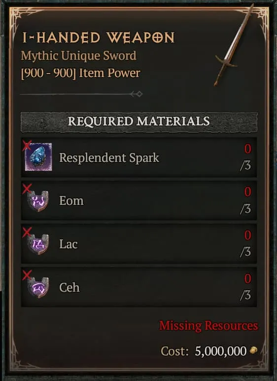1-Handed Weapon [3 Eom+3 Lac+3 Ceh - No Spark] | S15 Hell's Legacy SC