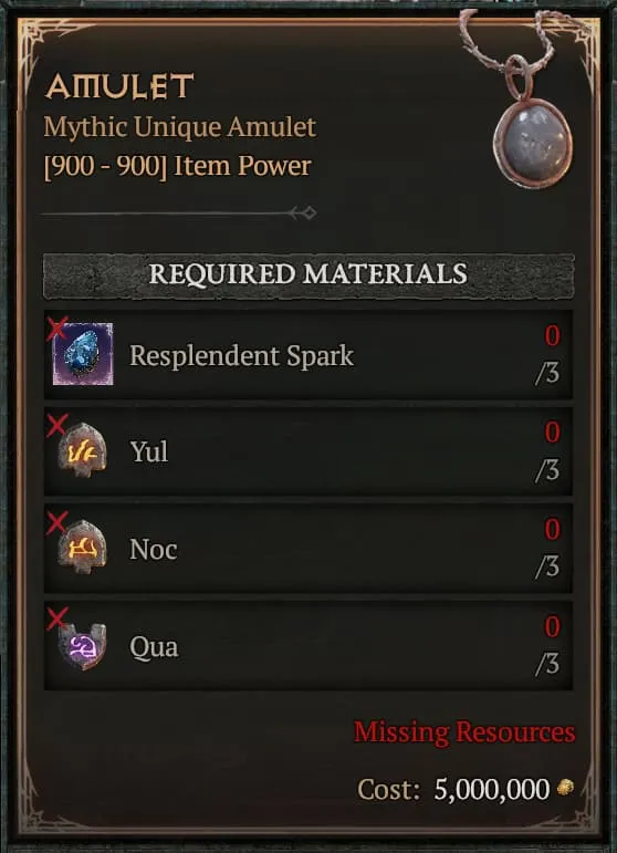 Amulet [3 Yul+3 Noc+3 Qua - No Spark] | S15 Hell's Legacy SC