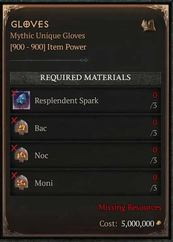 Gloves [3 Bac+3 Noc+3 Moni - No Spark] | S15 Hell's Legacy SC