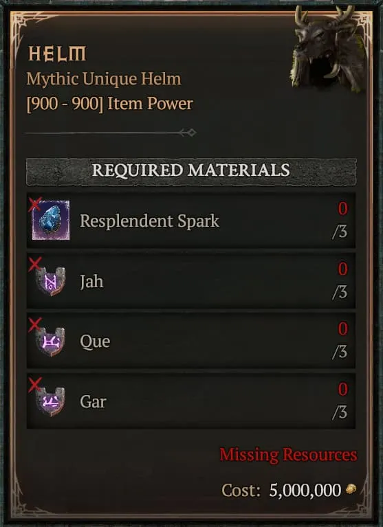 Helm [3 Jah+3 Que+3 Gar - No Spark] | S15 Hell's Legacy SC