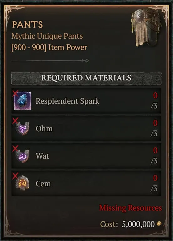 Pants [3 Ohm+3 Wat+3 Cem - No Spark] | S15 Hell's Legacy SC