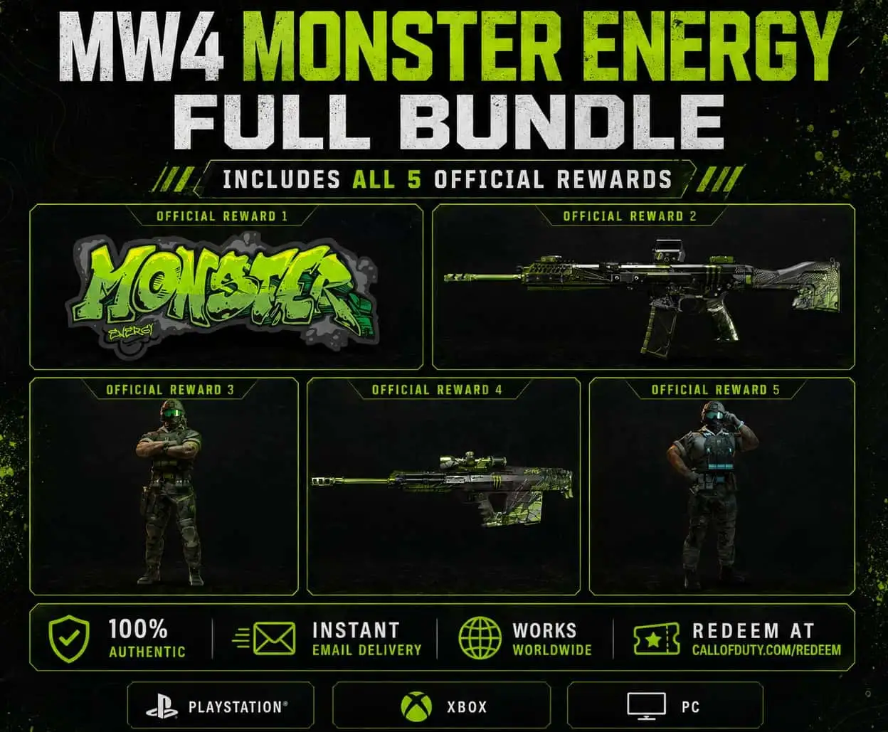 CoD MW4 Monster Energy Code Whole Set | All