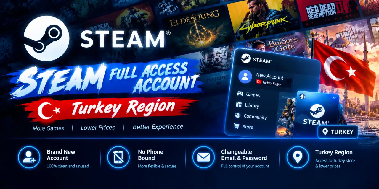 Steam Full Access Account - Turkey Region | Global