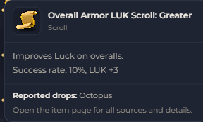 Overall Armor LUK Scroll Greater | Global > Global MapleStory Classic World