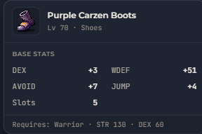 Purple Carzen Boots | Global > Global MapleStory Classic World