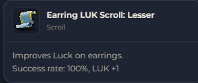 Earring LUK Scroll Lesser | Global > Global MapleStory Classic World