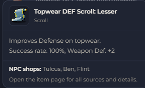 Topwear DEF Scroll Lesser | Global > Global MapleStory Classic World