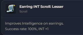 Earring INT Scroll Lesser | Global > Global MapleStory Classic World