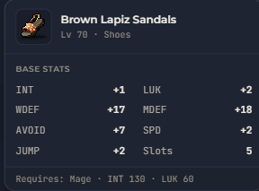Brown Lapiz Sandals | Global > Global MapleStory Classic World