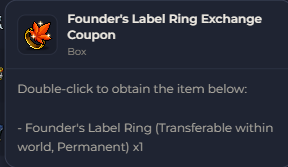 Founder's Label Ring Exchange Coupon | Global > Global MapleStory Classic World