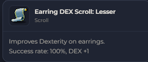 Earring DEX Scroll Lesser | Global > Global MapleStory Classic World