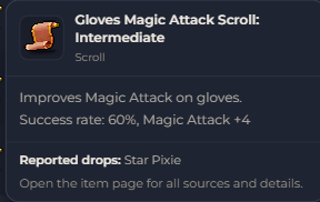 Gloves Magic Attack Scroll Intermediate | Global > Global MapleStory Classic World
