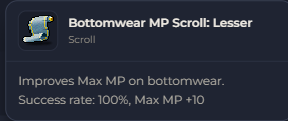 Bottomwear MP Scroll Lesser | Global > Global MapleStory Classic World