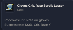 Gloves Crit. Rate Scroll Lesser | Global > Global MapleStory Classic World