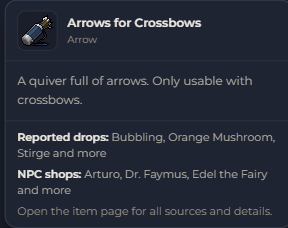 Arrows for Crossbows | Global > Global MapleStory Classic World