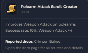 Polearm Attack Scroll Greater | Global > Global MapleStory Classic World