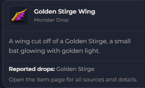 Golden Stirge Wing | Global > Global MapleStory Classic World